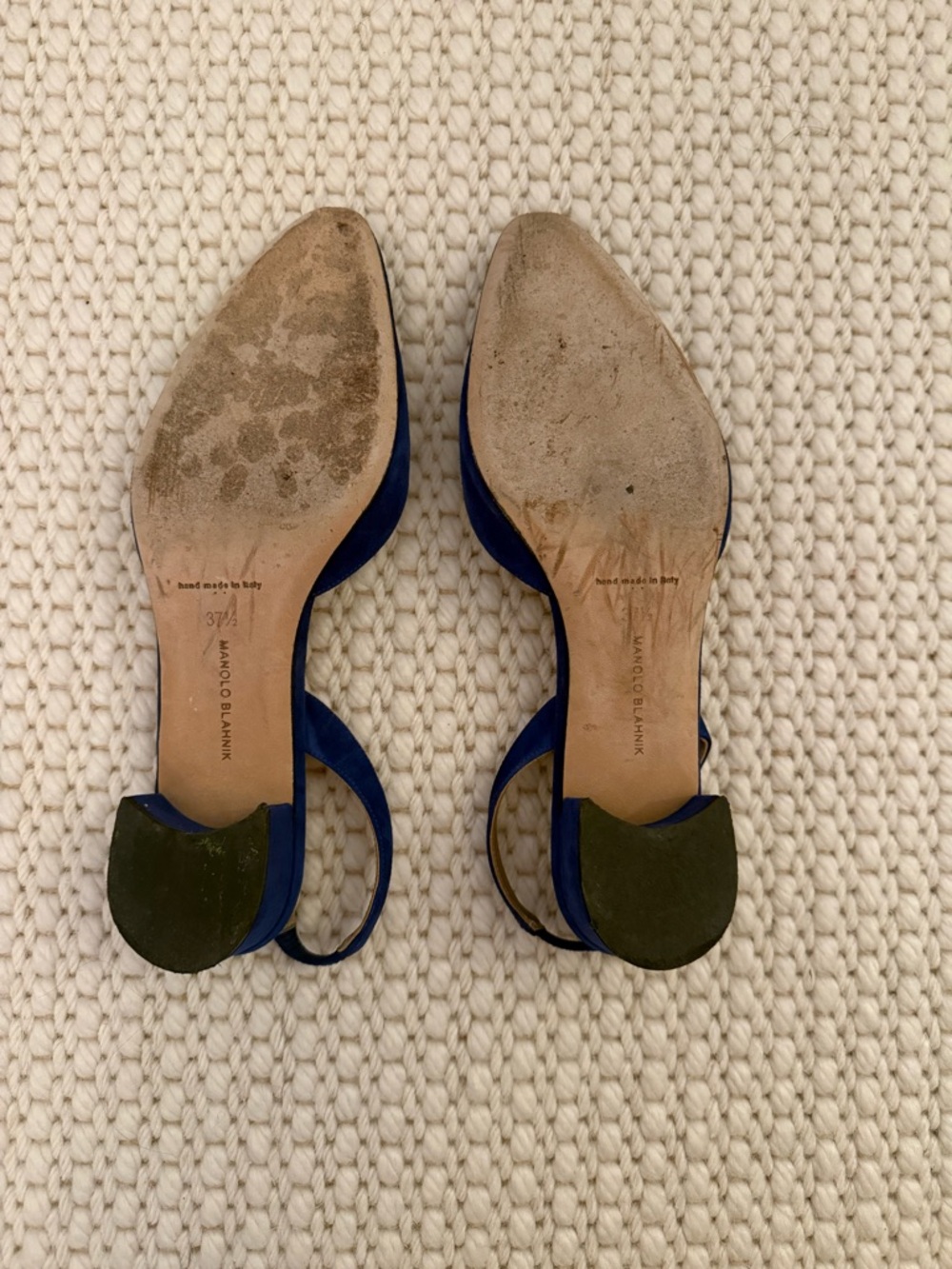 Manolo Blahnik Aspro Suede Slingback Pump, Blue, Sz 37.5 - Picture 3 of 7